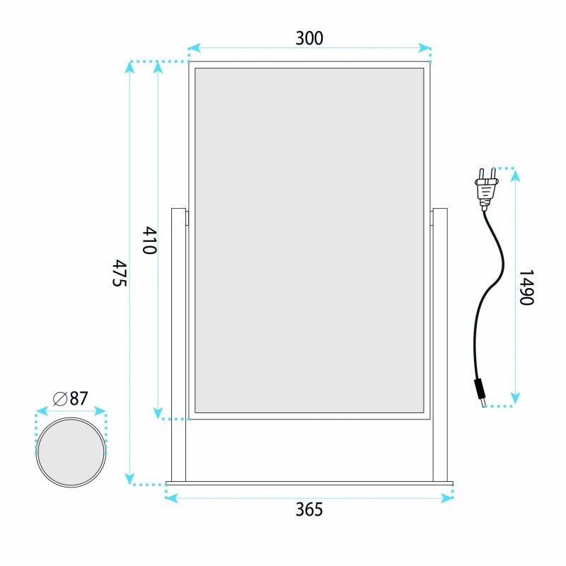 Mirror Rea Lumi 30X40 Led Black