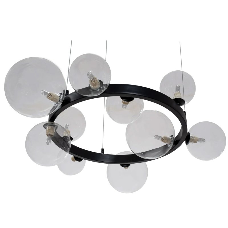 Pendant Lamp TOOLIGHT APP1159-10CP Black Metal Glass Balls G9 10-light points