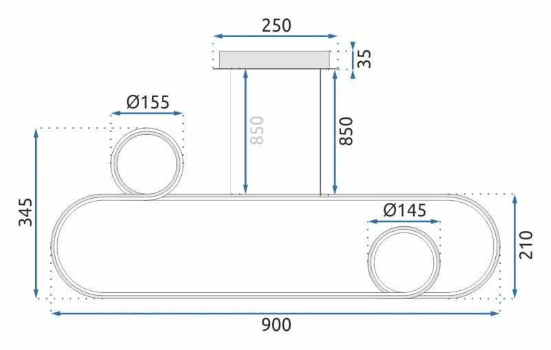 Pendant LED Lamp TOOLIGHT APP810-CP Chrome + remote control 1-light point 40 W 34,5x90x106cm