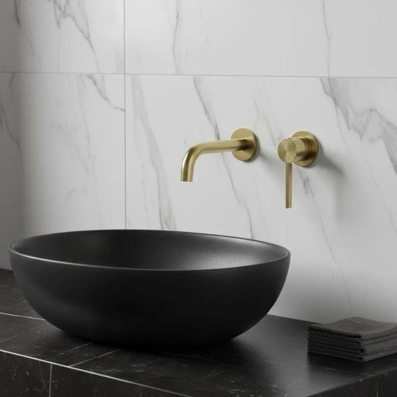 WALL MOUNTED BASIN FAUCET REA FOSTER BRUSH GOLD + BOX