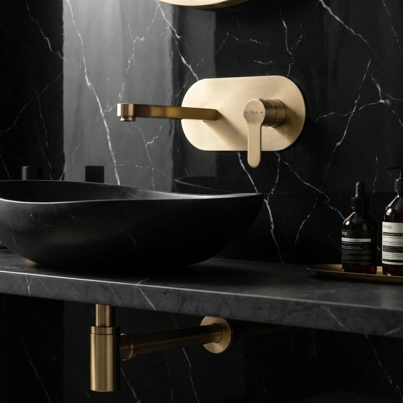Concealed Washbasin Tap Rea Arcos Brush Gold
