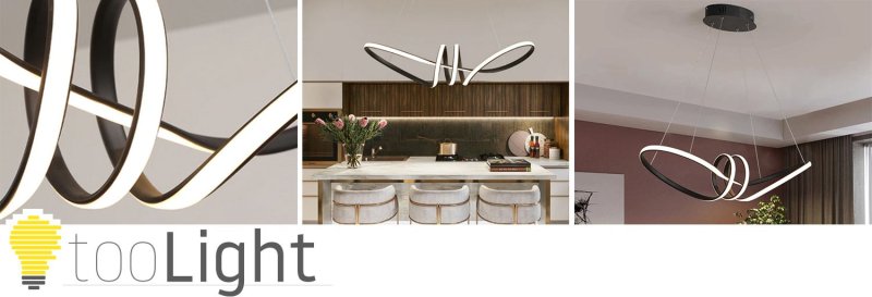 Pendant LED Lamp TOOLIGHT APP823-CP Modern Black + remote control 1-light point 70 W 73x25cm
