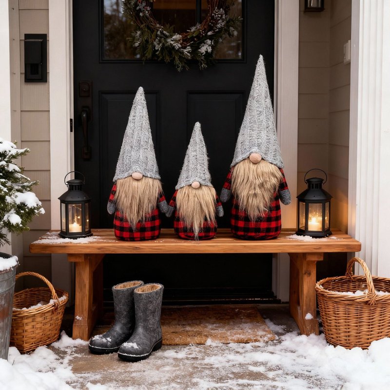 CHRISTMAS GNOME SET TUTUMI YX055 RED GREY