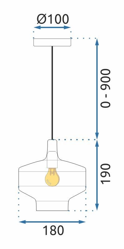 Pendant Lamp TOOLIGHT APP1121-1CP Transparent Glass E27 1-light point