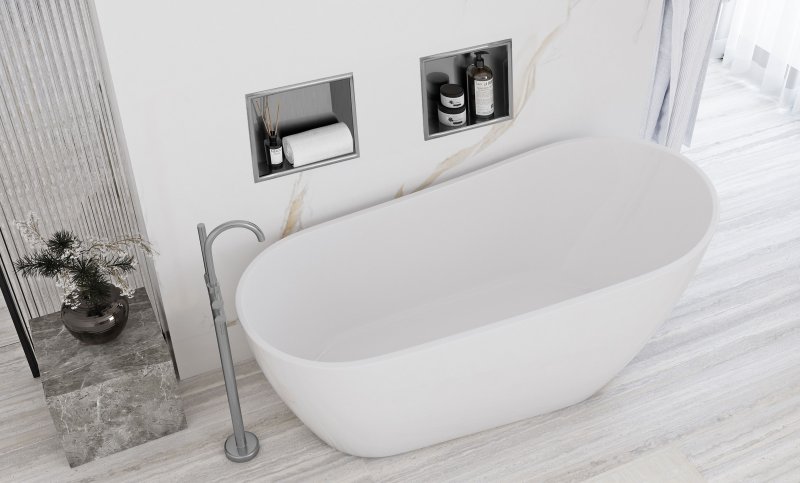 Built-in Stainless Steel Bathroom Shelf 30X30 Brushed Steel