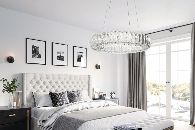 Pendant LED Lamp TOOLIGHT APP1040-CP Cristal + remote control Round 2-light points 40W 39x39x6,5-85cm