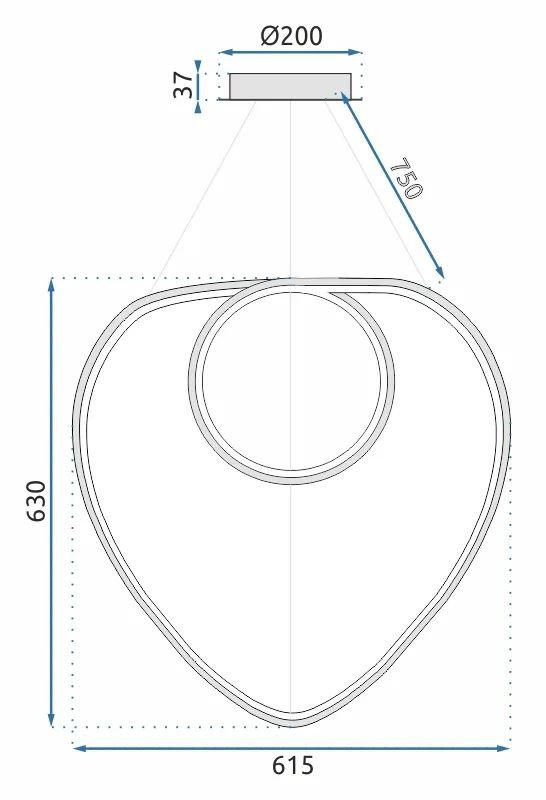 Pendant LED Lamp TOOLIGHT APP797-CP LOOP Gold + remote control 1-light point 70W 61,5x63cm