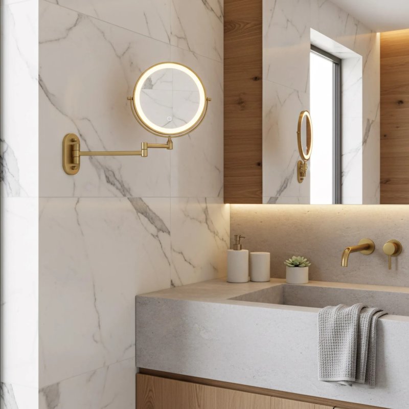 MIRROR REA GLOW BRUSH GOLD LED
