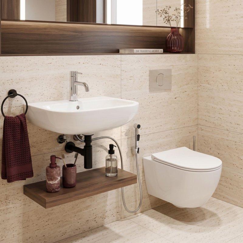 Rea Washbasin Faucet With Bidet Hand Shower Lungo Chrome 12X4X17Cm