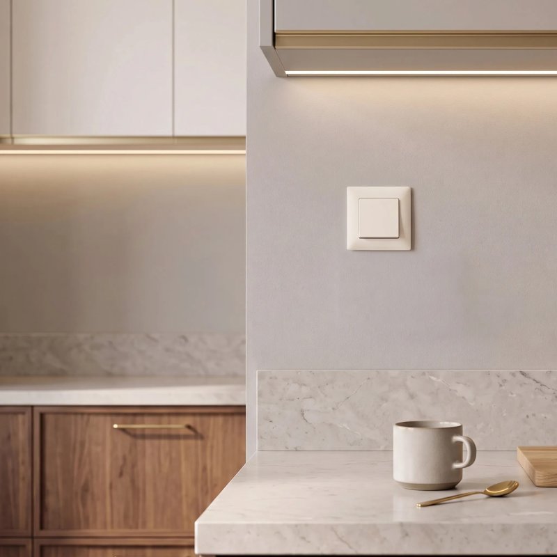Toolight Single Switch With Frame Oste Jnh006-w Beige