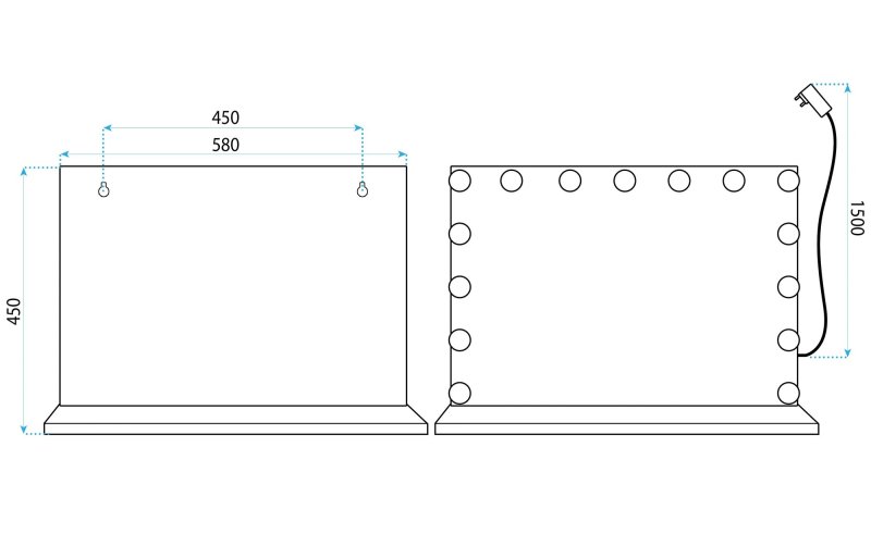 MIRROR REA HOLLYWOOD WHTE 58X45 LED