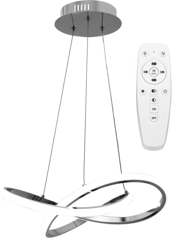 Pendant LED Lamp TOOLIGHT APP389-CP Modern Ring Chrome + remote control 1-light point 40W 44,5x44,5x9cm