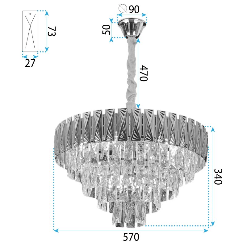 CEILING LAMP CHANDELIER TOOLIGHT G060-CP 60CM GOLD