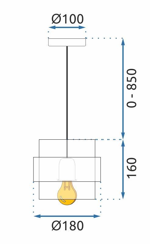 Pendant Lamp TOOLIGHT APP1236-1CP Gold Metal Glass E27 1-light point