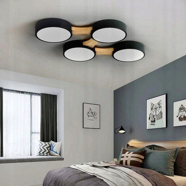Ceiling LED Lamp Chandelier TOOLIGHT APP527-4C Black + Remote Control 4-light points 4 x 12W 46x65Cm