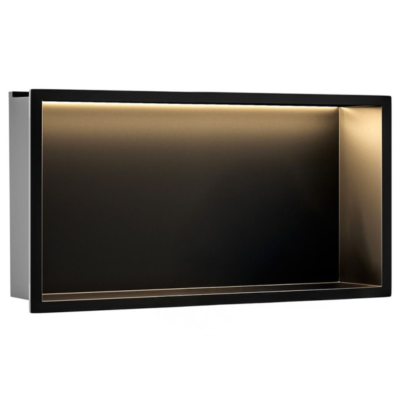 BATHROOM SHELF REA LED BLACK 30X60