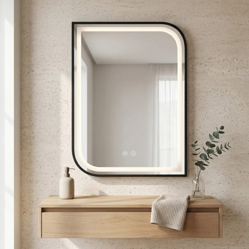 Mirror Rea Zone 80X60 Led Black